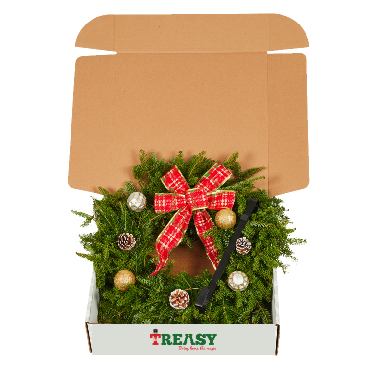 Christmas Wreath Gift Set β Decorated, 12in, with Hook