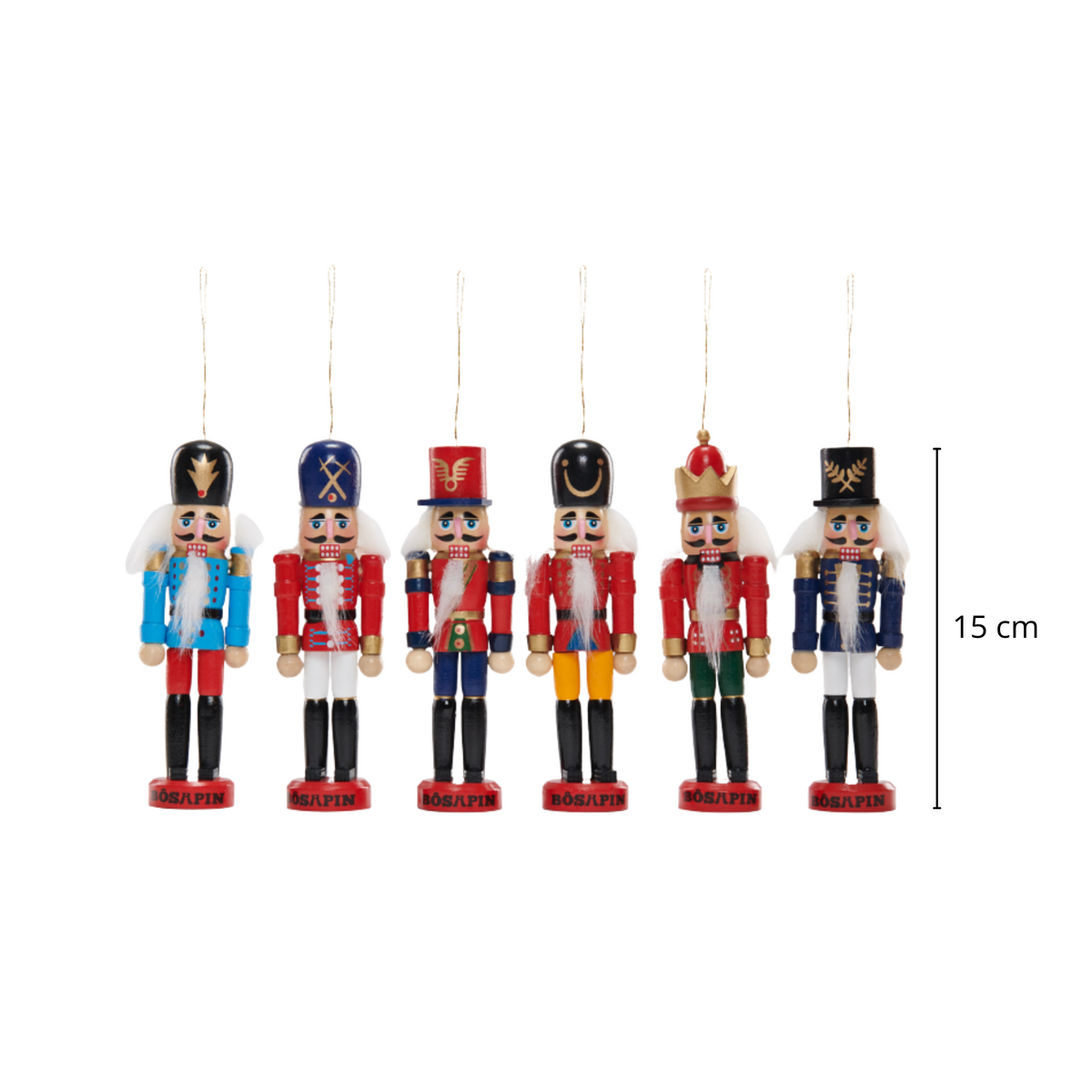 Hanging Nutcracker Soldiers – Set of 6, 15cm