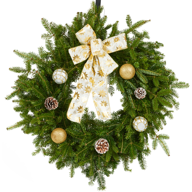 Fresh Christmas Wreath – 12in (17in Wide), Natural